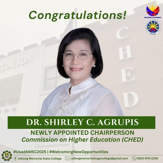𝑪𝒐𝒏𝒈𝒓𝒂𝒕𝒖𝒍𝒂𝒕𝒊𝒐𝒏𝒔 Commissioner Shirley C. Agrupis, 𝒏𝒆𝒘𝒍𝒚 𝒂𝒑𝒑𝒐𝒊𝒏𝒕𝒆𝒅 𝑪𝑯𝑬𝑫 𝑪𝒉𝒂𝒊𝒓𝒑𝒆𝒓𝒔𝒐𝒏